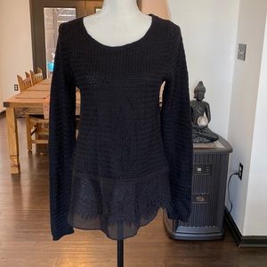 COPY - Lucky Brand black sweater lace detail M NWT
